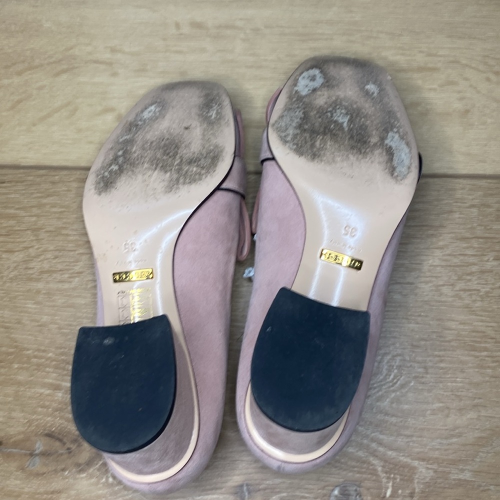Gucci Suede Kid Scamosciato shoes 35 (5) GG logo crystal pink with box - Picture 4 of 8